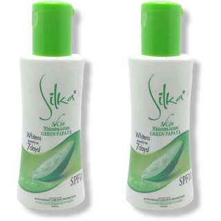                       Silka Green Papaya Skin Whitening Lotion result in 7 days 100ml (Pack of 2)                                              