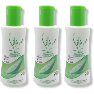                       Silka Green Papaya Skin Whitening Lotion result in 7 days 100ml (Pack of 3)                                              