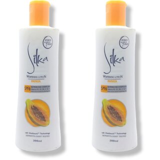                       Silka Papaya Skin Whitening Lotion result in 7 days 200ml (Pack of 2)                                              