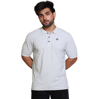                       PULAKIN Polo Collar Grey T-Shirt For Men                                              