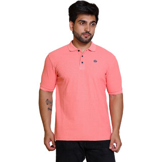                       PULAKIN Polo Collar Pink T-Shirt For Men                                              