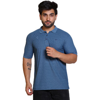                       PULAKIN Polo Collar Blue T-Shirt For Men                                              
