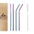 Geotrex Reusable Stainless Steel Straws 8.5 inches, Set of 4 (2 Bent,2 Straight,1 Cleaner) - Rainbow Color