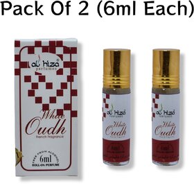 Al hiza perfumes White Oudh Roll-on Perfume Free From Alcohol 6ml (Pack of 2)