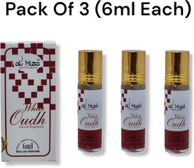 Al hiza perfumes White Oudh Roll-on Perfume Free From Alcohol 6ml (Pack of 3)