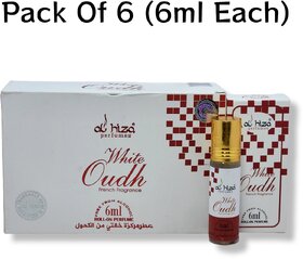 Al hiza perfumes White Oudh Roll-on Perfume Free From Alcohol 6ml (Pack of 6)