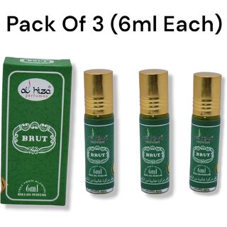                       Al hiza perfumes Brut Roll-on Perfume Free From Alcohol 6ml (Pack Of 3)                                              