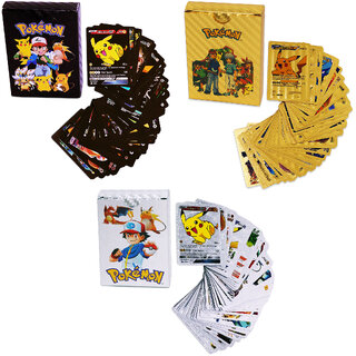 Aseenaa Pokmon Cards 55 Pcs Waterproof Foil TCG Deck Box V Series Vmax Gx Playing Cards  Set of 3, Multicolor