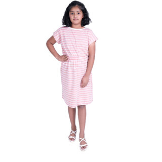                       Kid Kupboard Cotton Girls Dress, Light Pink, Half-Sleeves, 9-10 Years KIDS4995                                              