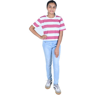                       Kid Kupboard Cotton Girls T-Shirt, Multicolor, Half-Sleeves, Crew Neck, 13-14 Years KIDS5017                                              