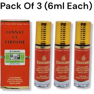                       Emirate perfumes Jannatul Firdose Roll-on Perfume Free From Alcohol 6ml (Pack of 3)                                              