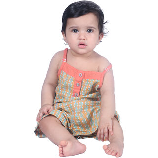                       Kid Kupboard Cotton Baby Girls Dress, Multicolor, Sleeveless, Square Neck, 9-12 Months KIDS5019                                              
