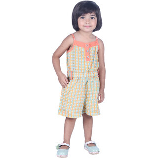                       Kid Kupboard Cotton Baby Girls Dress, Multicolor, Sleeveless, Square Neck, 3-4 Years KIDS5046                                              