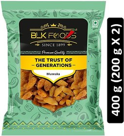 BLK FOODS Select Munnaka (with seed) 400g (2 X 200g) Raisins (2 x 200 g)