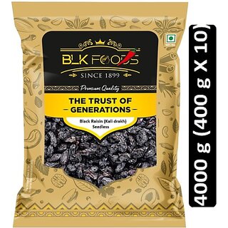                       BLK FOODS Select Black Raisin (Kali drakh) Seedless 4000g (10 X 400g) Raisins (10 x 400 g)                                              
