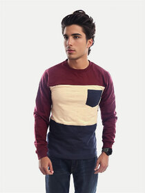 Men Regular Fit Blue  Colorblocked Cotton full sleeves Sweatshirt