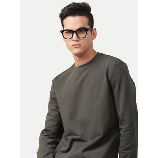                       Men Solid Grey Regular Fit Pullover Sweatshirt                                              