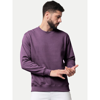                       Men Solid Purple Regular Fit Pullover Sweatshirt                                              
