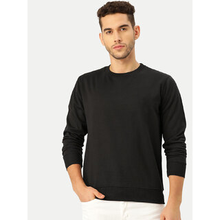                       Men Solid Black Regular Fit Pullover Sweatshirt                                              