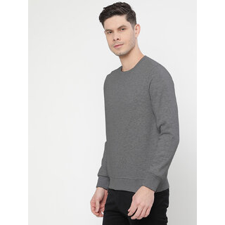                       Men Solid Dark Grey Regular Fit Pullover Sweatshirt                                              