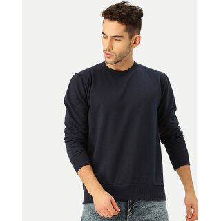                       Men Solid Navy Blue Regular Fit Pullover Sweatshirt                                              