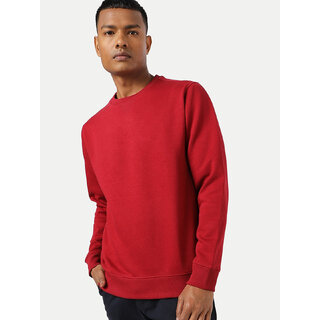                       Men Solid Red Regular Fit Pullover Sweatshirt                                              