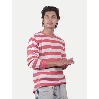                       Men Red thick Stripes textured loose fit Sweatshirt                                              