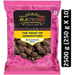                       BLK FOODS Select Black Cardamom Whole (Badi Elaichi Sabut) 2500g (10 x 250 g)                                              