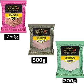                       BLK FOODS Salt combo 950g| 250g Black Salt, 200g Aji-no-Moto & 500g Rock Salt (Sendha) Himalayan Pink Salt (950 g)                                              