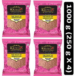                       BLK FOODS Daily 1000g Black Salt Powder|Kala Namak | Taste Best in Curd & Chaats(250g X 4) Black Salt (1000 g, Pack of 4)                                              
