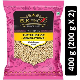                       BLK FOODS Select White Pepper Whole (safed Mirch Sabut) 400g (2 X 200g) (2 x 200 g)                                              