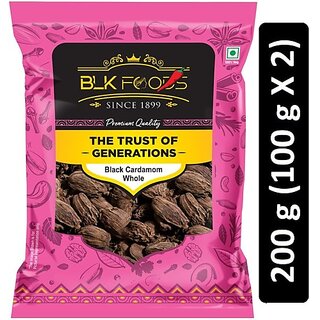                       BLK FOODS Select Black Cardamom Whole (Badi Elaichi Sabut) 200g (2 X 100g) (2 x 100 g)                                              