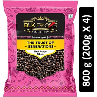                       BLK FOODS Select Black Pepper Whole (Kali Mirch Sabut) 800g (4 X 200g) (4 x 200 g)                                              