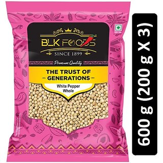                       BLK FOODS Select White Pepper Whole (safed Mirch Sabut) 600g (3 X 200g) (3 x 200 g)                                              