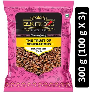                       BLK FOODS Select Star Anise Seed Whole (Badiyan) 600g (3 X 200g) (3 x 200 g)                                              