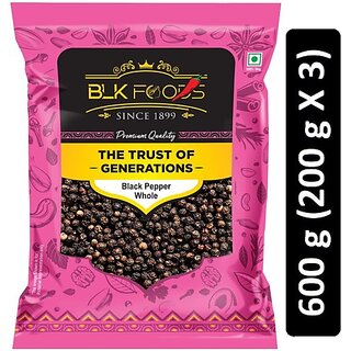                       BLK FOODS Select Black Pepper Whole (Kali Mirch Sabut) 600g (3 X 200g) (3 x 200 g)                                              