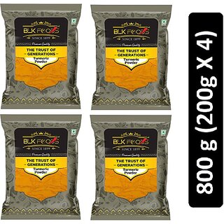                       BLK FOODS Masala Powder - Turmeric 800g | Haldi Spice powder | Fresh Haldi Masala (4 x 200 g)                                              