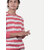 Men Red thick Stripes textured loose fit Sweatshirt