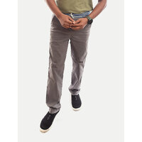 Men Solid Grey Twill Trouser with elastic waist band