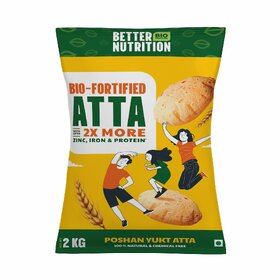 Better Nutrition Biofortified Atta 100 Whole Wheat Flour  High in Iron, Zinc  Protein  NO Additives  100 Natural