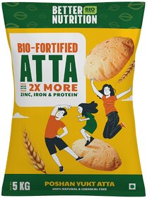 Better Nutrition Biofortified Atta 100 Whole Wheat Flour High in Iron, Zinc Protein NO Additives 100 Natural 5 KG