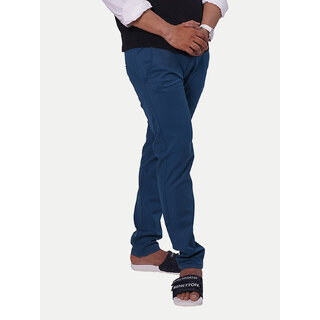                       Men Solid Cotton Light Blue Chinos Trousers                                              