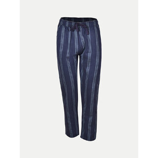                       Men Solid Cotton Navy Blue Chinos Trousers                                              