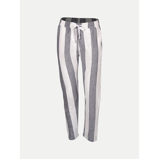                       Men Striped Cotton Grey Chinos Trousers                                              