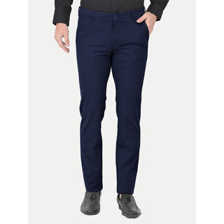                       Mens Solid Chino Dark Navy Chinos Trousers                                              