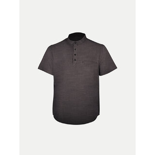                       Men Dark Grey Half Sleeves Shirt                                              