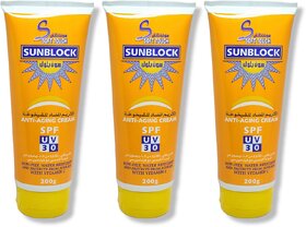 Soft touch Sunblock Orange Anti Ageing Cream SPF30 200g (Pack of 3)