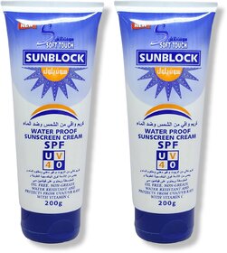 Soft touch Waterproof sunscreen cream SPF40 200g (Pack of 2)