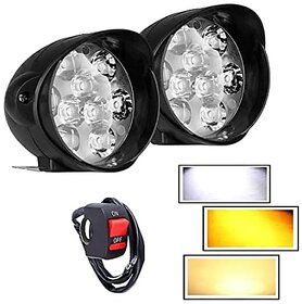 Eshopglee Super Bright 9 Led Light Bar Yellow  White and Warm White Fog Lamp Combo 2 Lights With 1 On-Off Switch