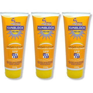                       Soft touch Sunblock Orange Anti Ageing Cream SPF30 200g (Pack of 3)                                              